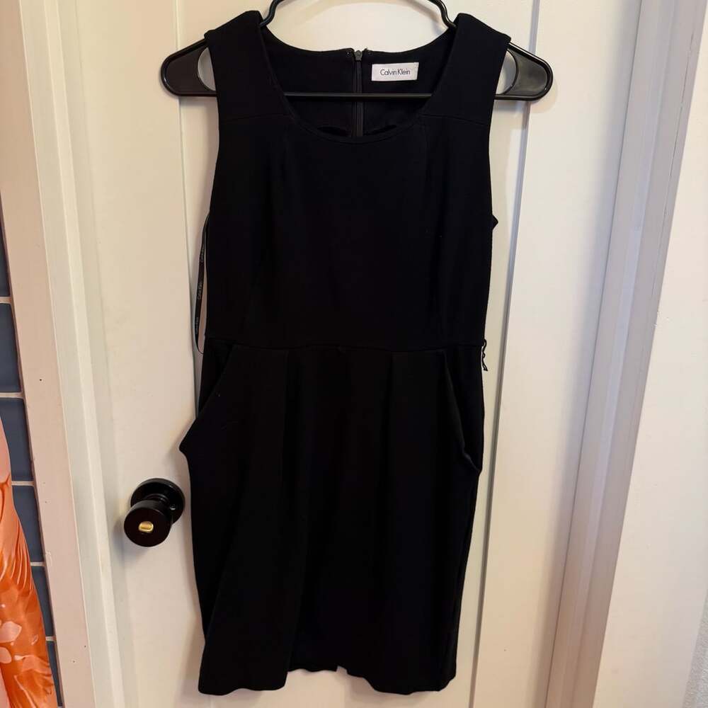 Calvin Klein Black Sleeveless Sheath Dress with Pockets